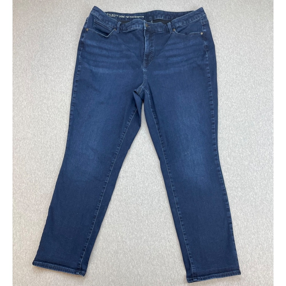 Talbots Jeans Womens 20W Blue Cotton Blend Stretch High-Rise Straight